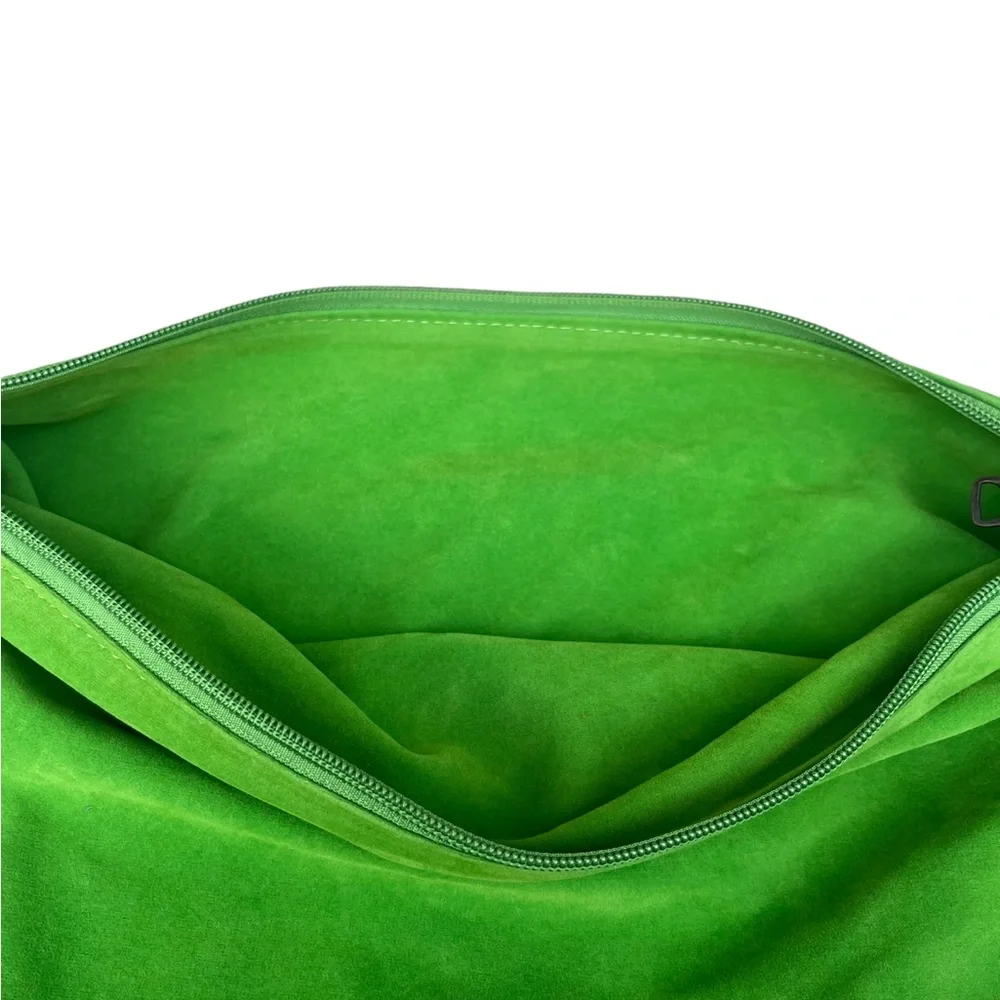 Patricia Nash Green Zip Closure Bag Leather Trim Logo Spellout Used Travel